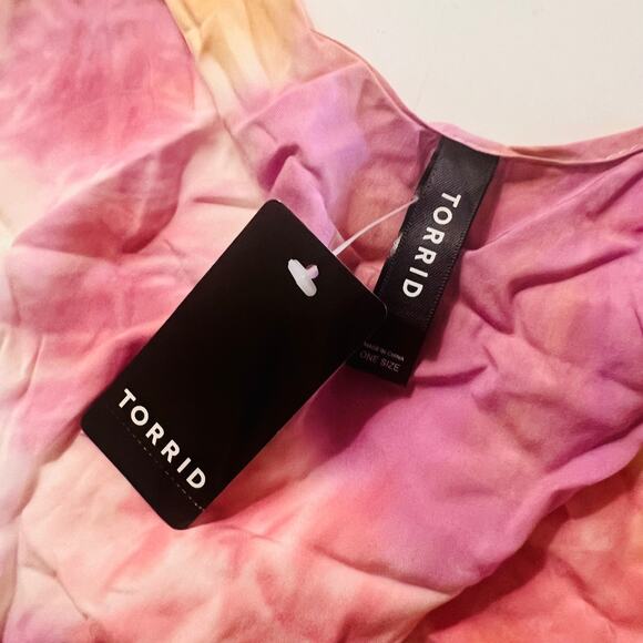 Torrid Pink Tie Dye Side Tie Open Front Long Ruana Kimono One Size NWT - Picture 5 of 8